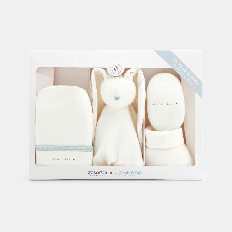 Kit peau à peau prématuré bleu naissance Absorba Bleu