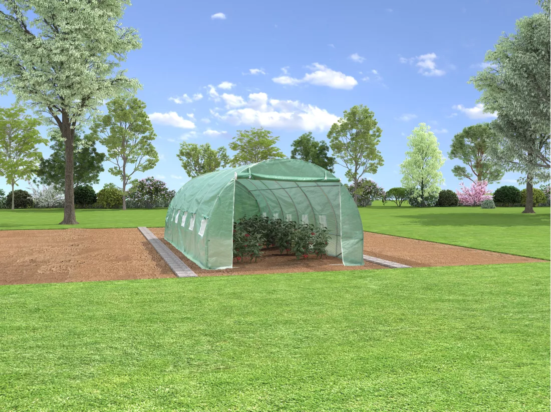 Couverture de rechange pour serre tunnel 18m² - L300 x l600 x H200 cm - Vert - IPOMEA