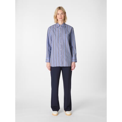 Damen-Hemdbluse gestreift, Hellblau