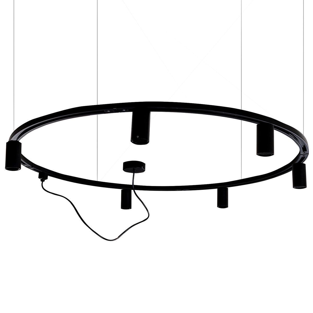 Modern hangend railsysteem met 6 spots zwart 1-fase GU10 50mm - Iconic Ruby Honey