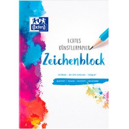 Bloc à dessin, format A3, uni, 120 g/m2