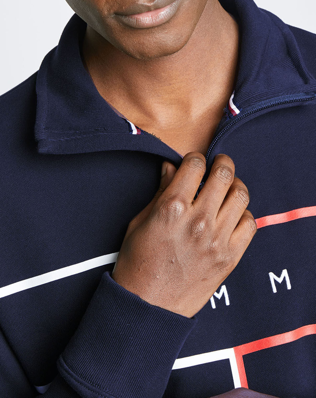 Tommy Hilfiger Sweat col zippé Flag Mock bleu marine