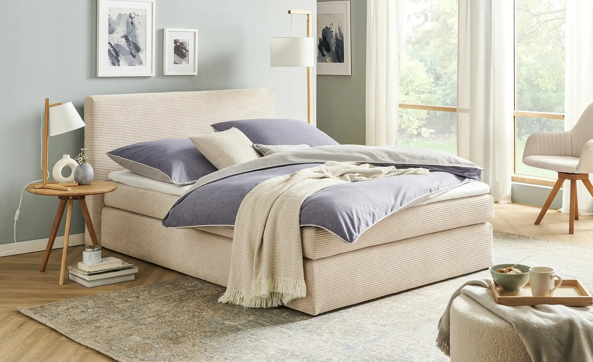 smart Boxspringbett in moderem Cordstoff Basic