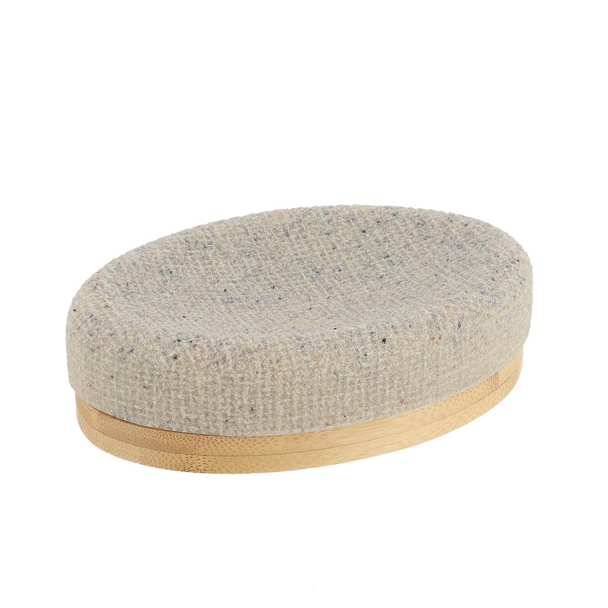 PORTE SAVON OVALE EFFET MAILLE ET BAMBOU NATUREL
