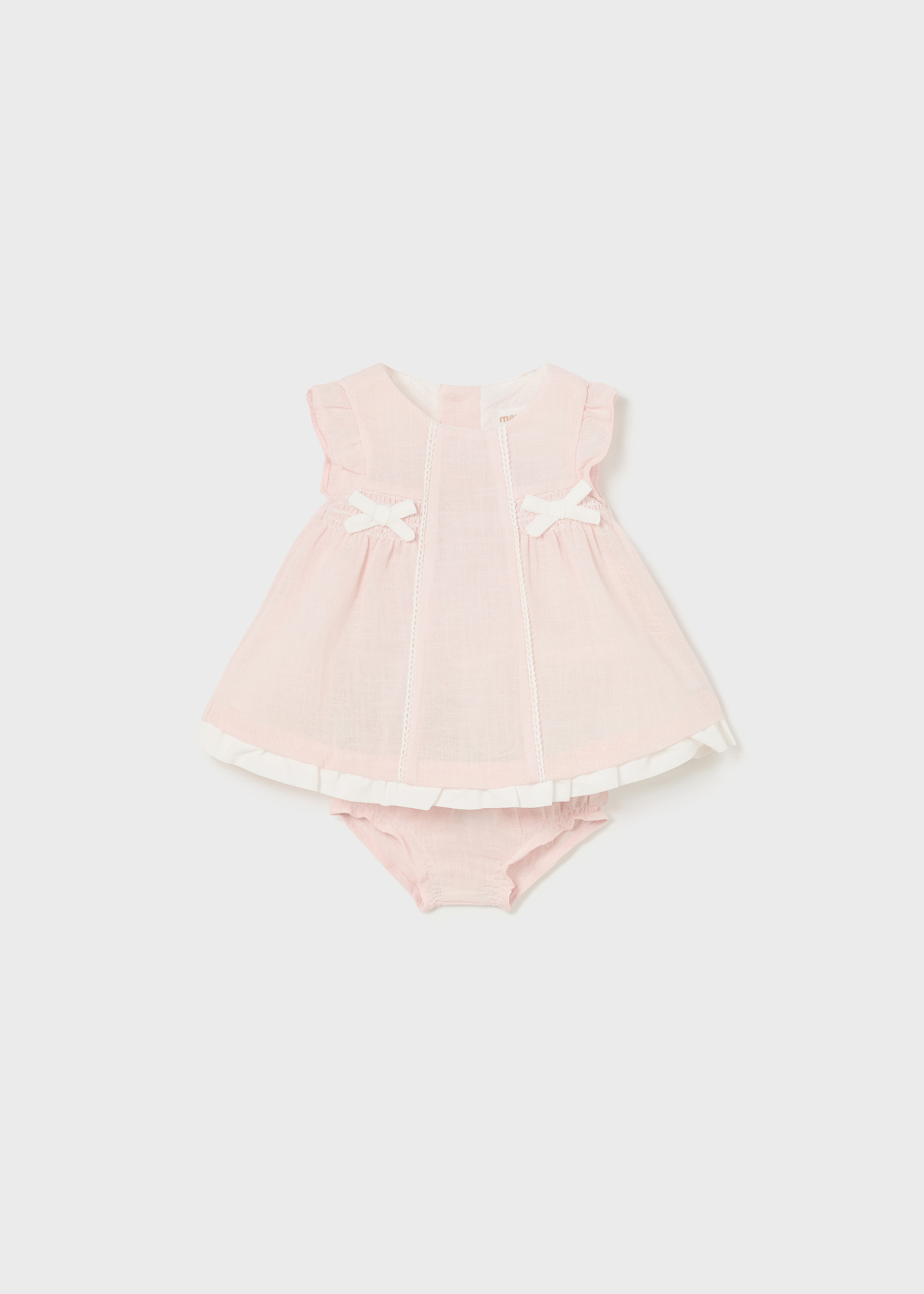 Vestido de malha franzida com capa para fralda para recém-nascido, branco-creme