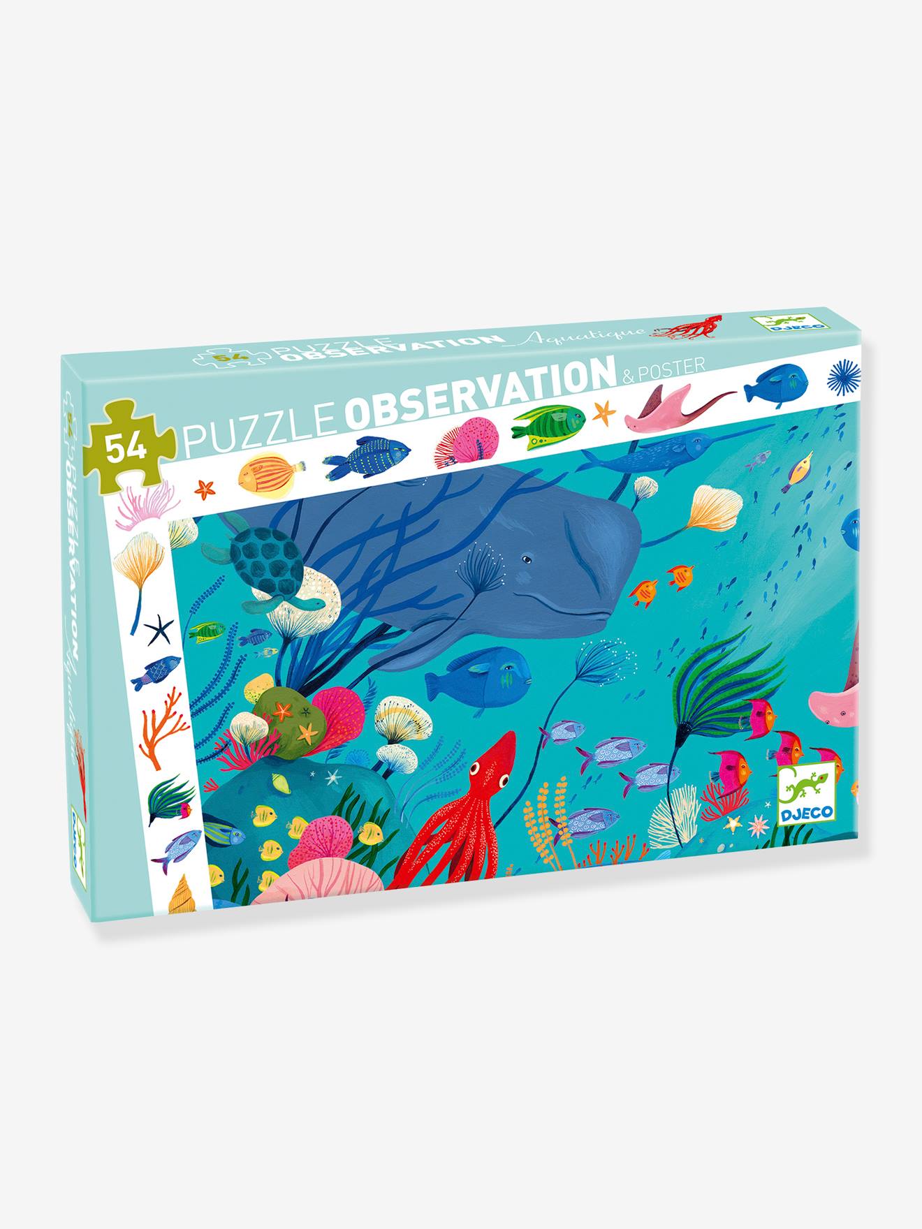 Quebra-cabeça de Observação Aquática Azul DJECO