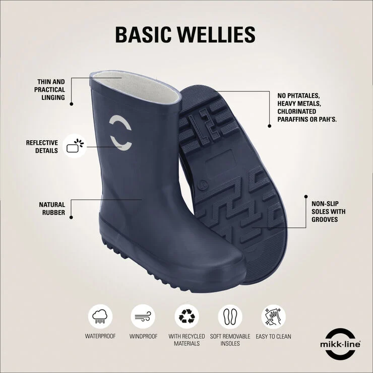 Mikk-Line Wellies - Solid Blue nights