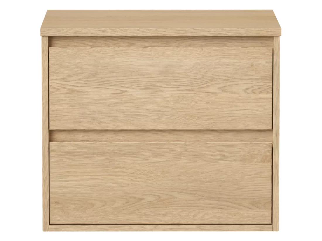 Meuble sous vasque suspendu avec planche - Placage chêne - 60 cm - MILIPAM