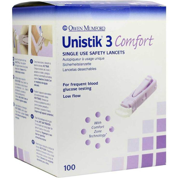 Unistik 3 Comfort 1,8mm EinDr. Tiefe Stechhilfe, 100 St