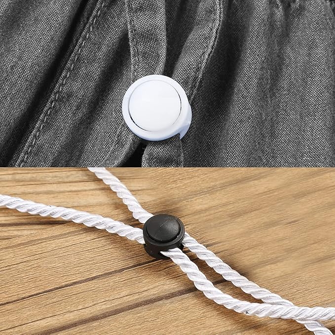 (10er Set) Ø17mm Ersatz Kordel Stopper Mercerie Zubehör Doppelloch Federklemme für Kordelzug / Kleidung / Tasche - Schwarz