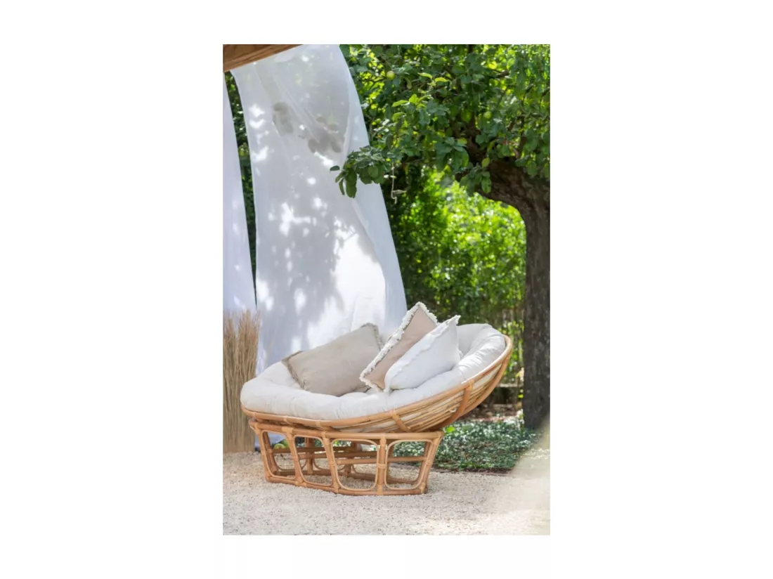 Fauteuil & Coussin en Rotin 