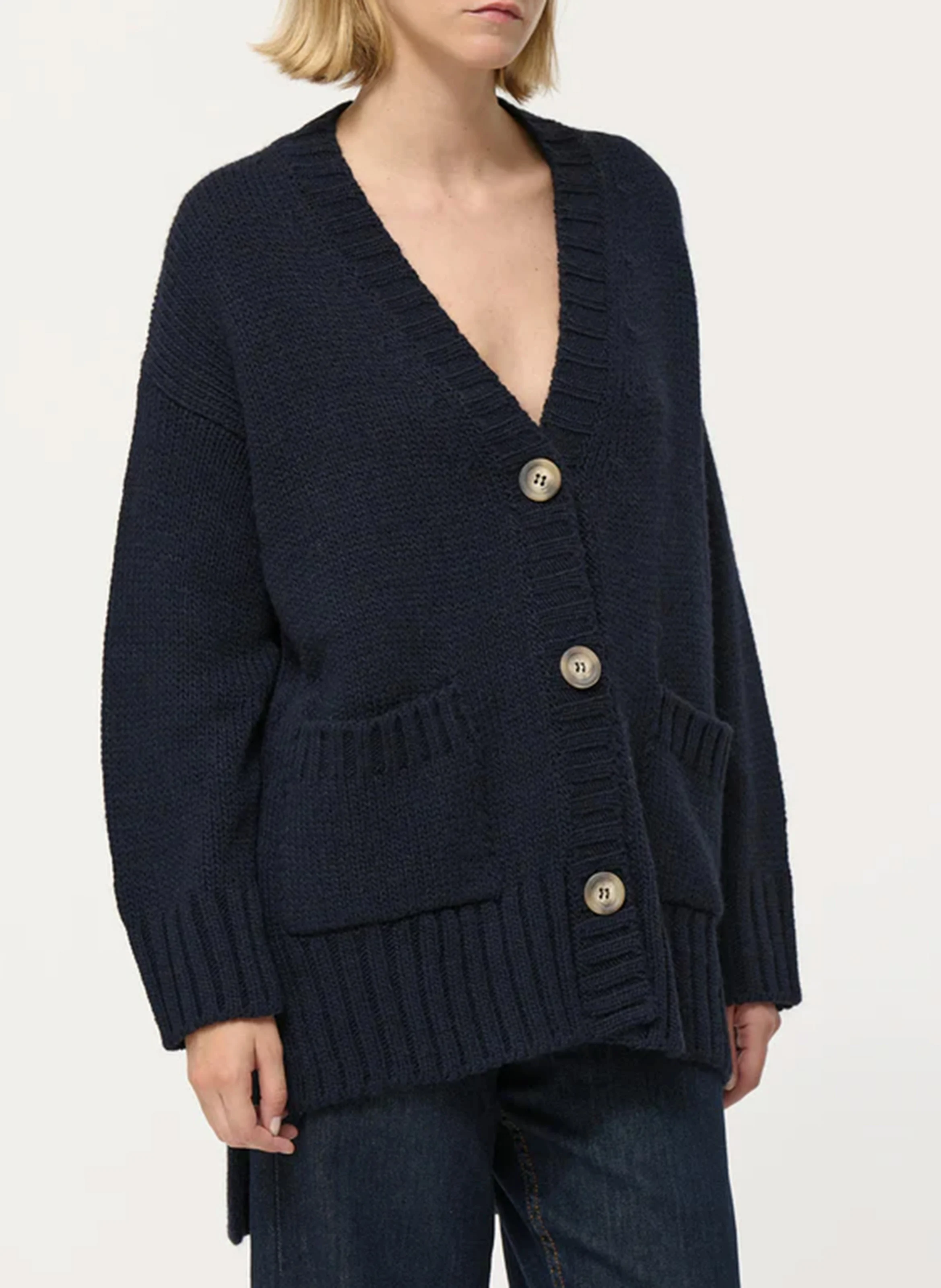 Cardigan col V | Bleu