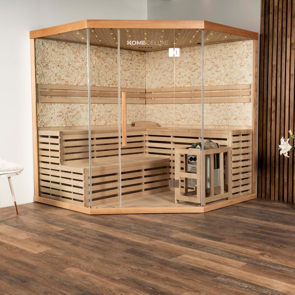 HOME DELUXE Traditionelle Sauna SKYLINE BIG - XL mit Kunststeinwand