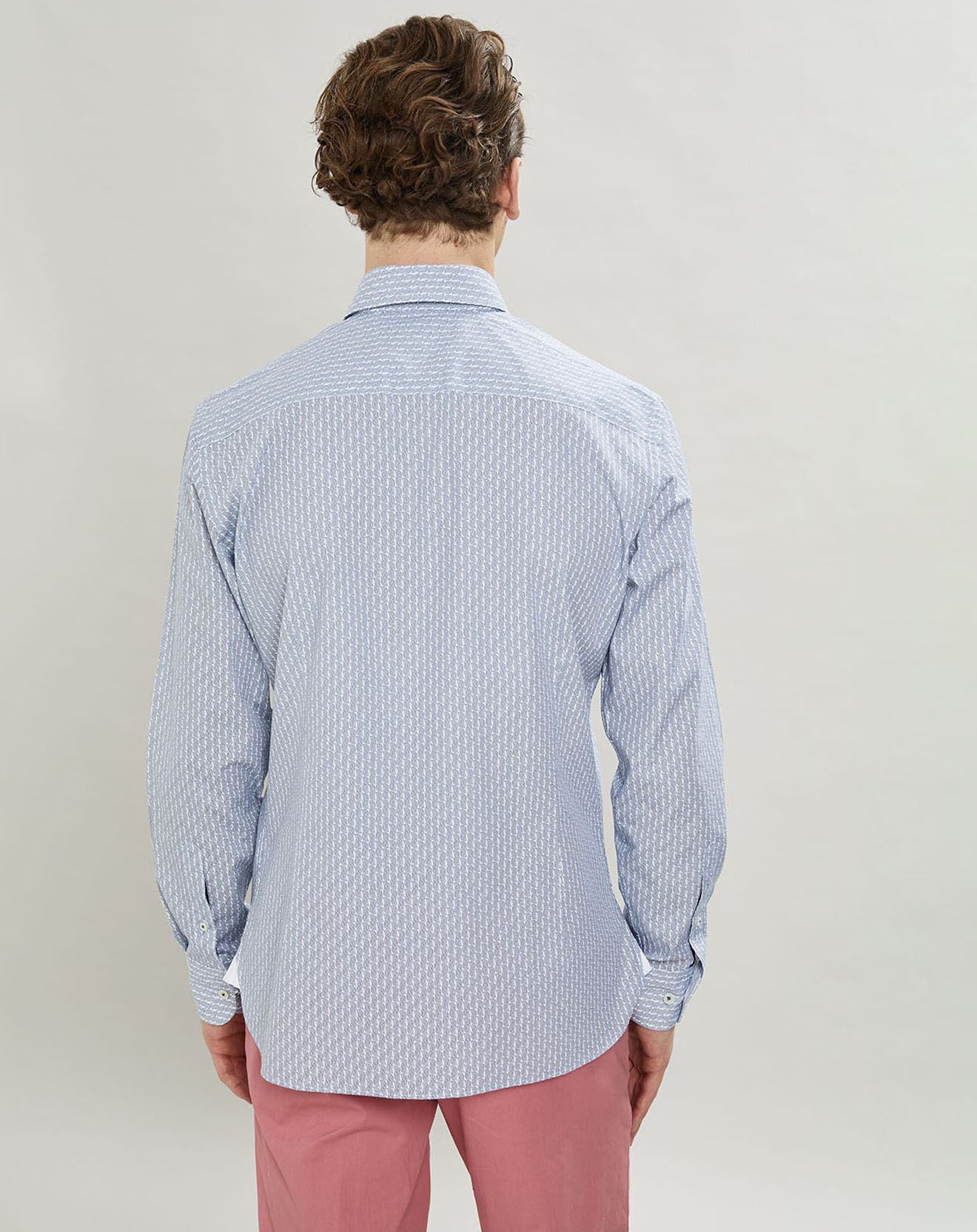 Hackett London Chemise Slim Fit Vague imprimée bleue