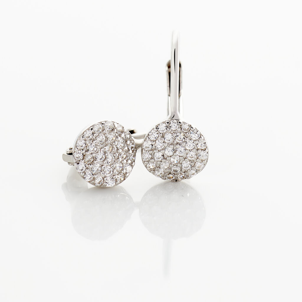Boucles D'oreilles Pendantes Fantine Argent Blanc Oxyde De Zirconium