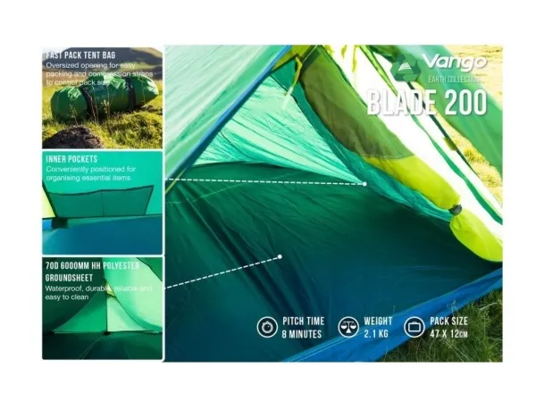 VANGO BLADE 200 PAMIR GRØN TELT