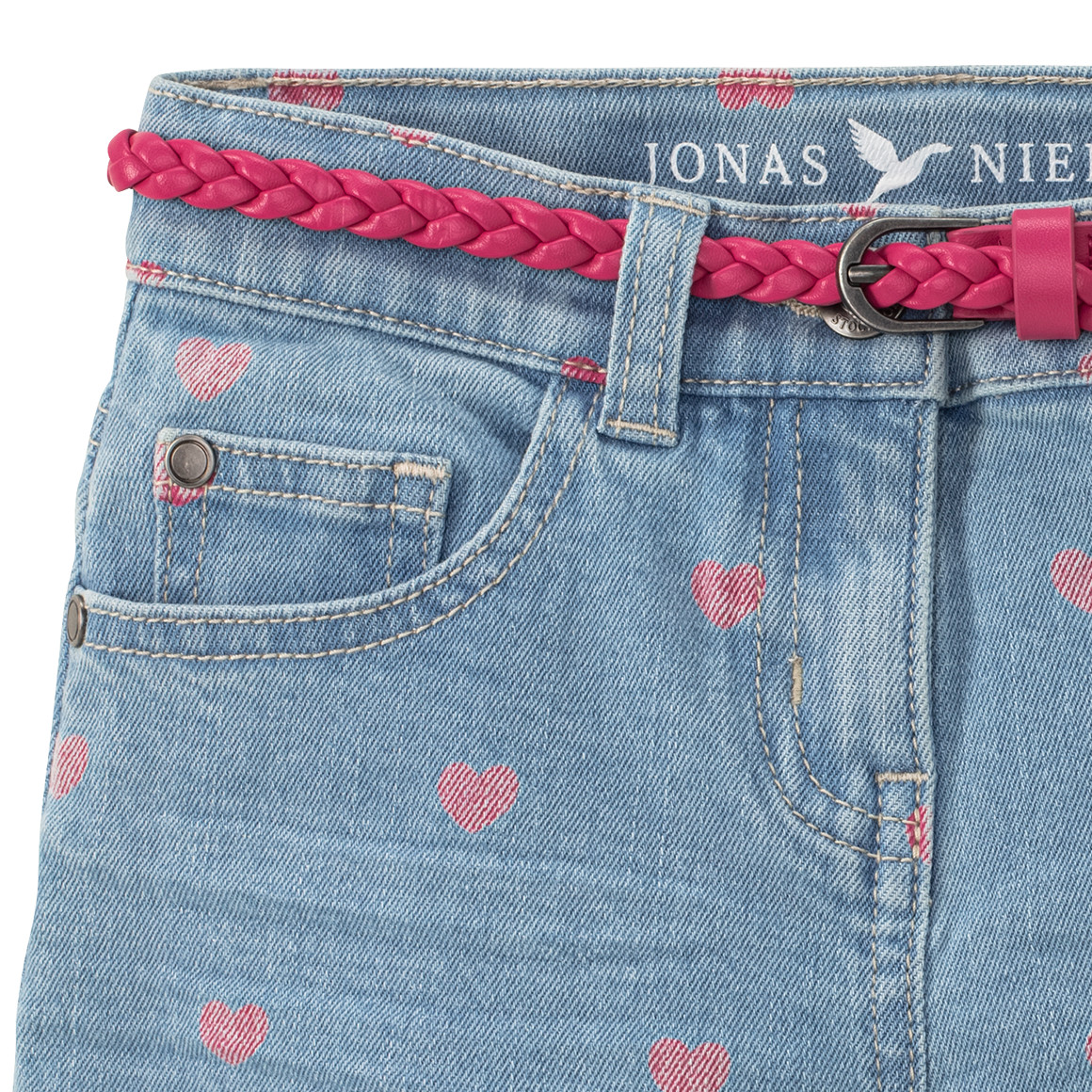 Jonas Nielsen Mädchen Jeansshorts mit Gürtel hellblau