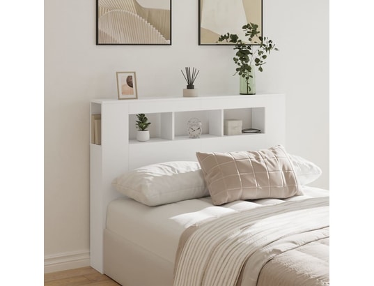 VIDAXL - Tête de lit à led blanc 140x18,5x103,5 cm bois d'ingénierie