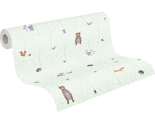 Vliesbehang 38119-2 Little Love Woodland Animals groen