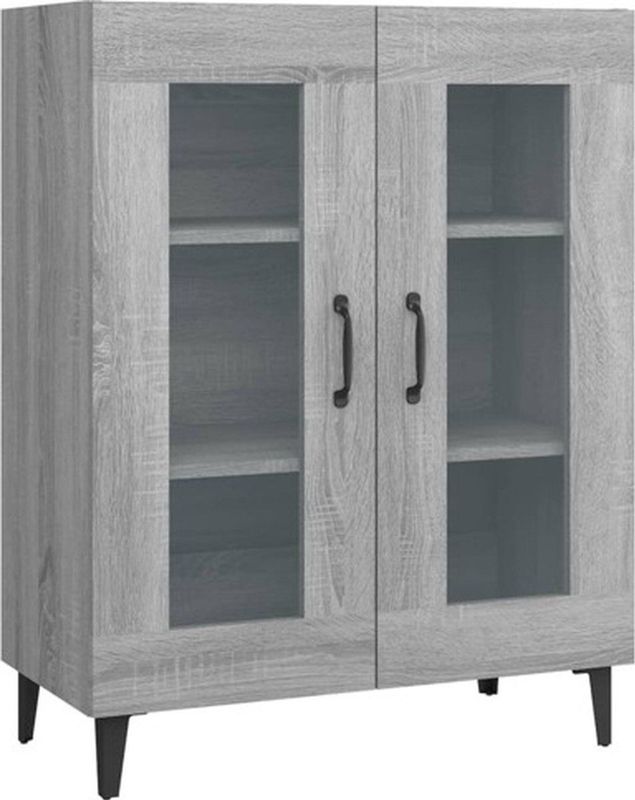 vidaXL - Dressoir - Grijs - Bewerkt Hout - 2 Deuren
