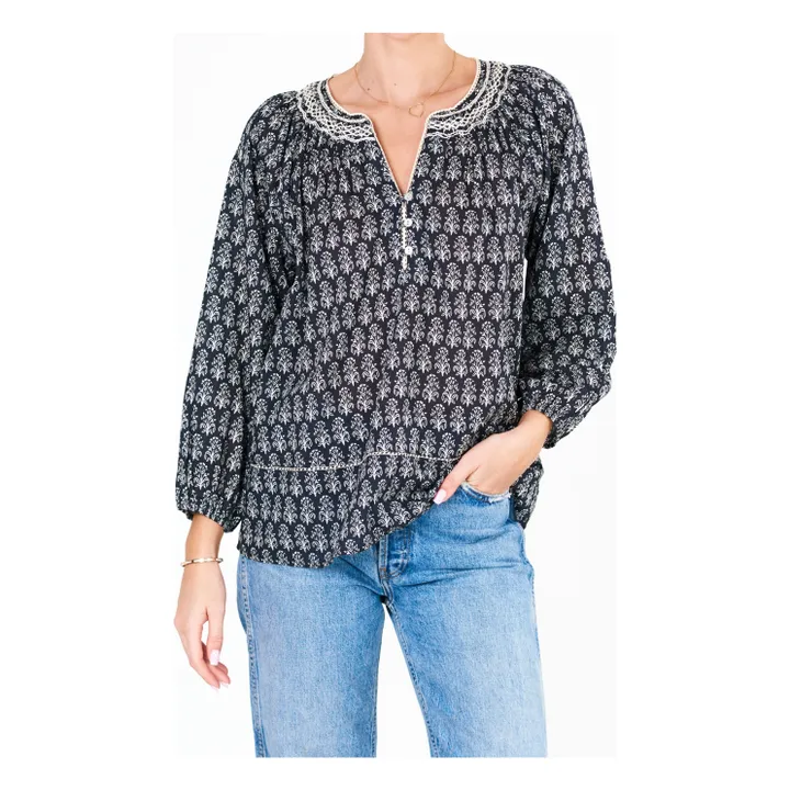 M.A.B.E. Blouse Imprimée Nala  | Noir