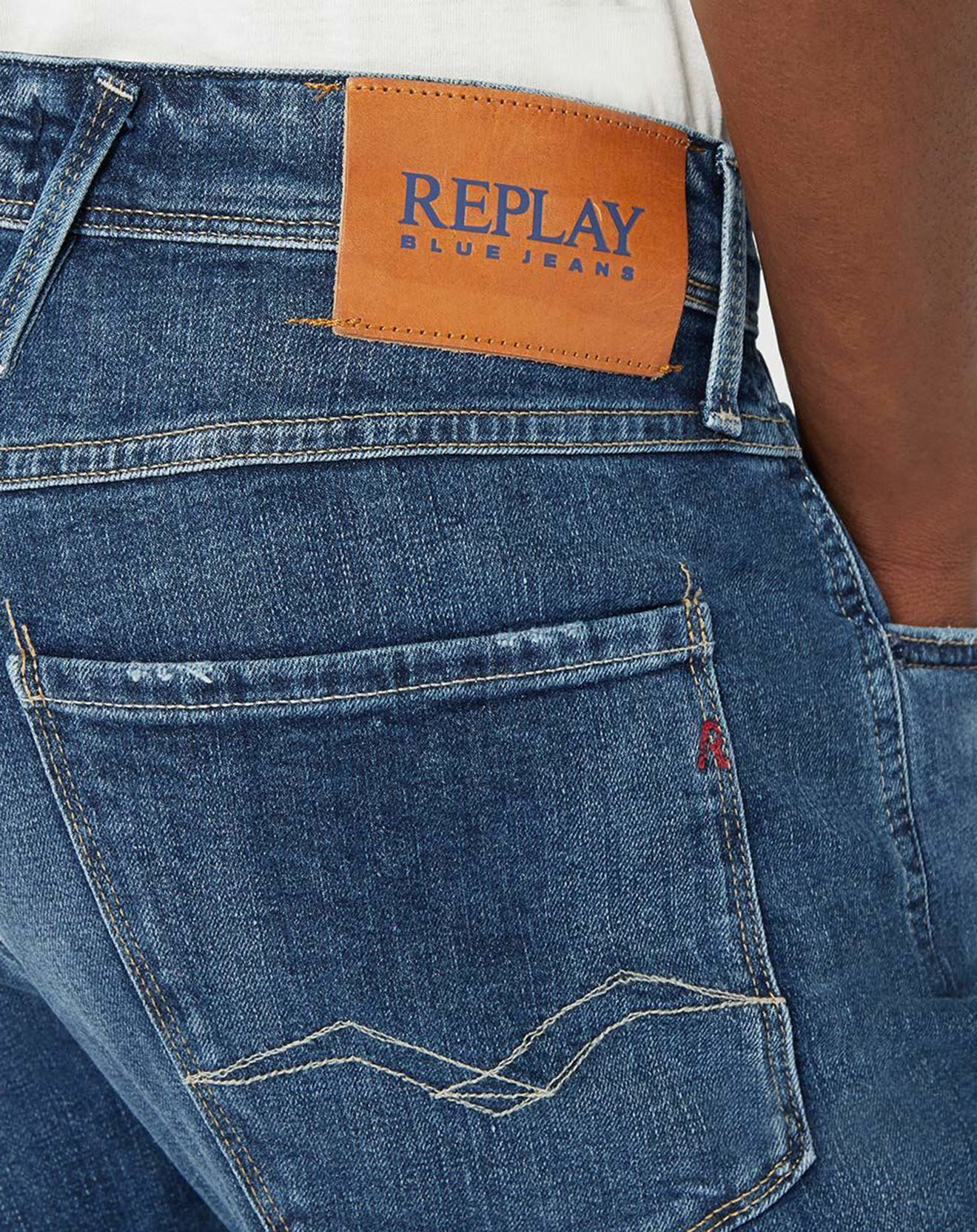 Replay Jean Slim en Coton Bio 573 Pck Anbass bleu moyen
