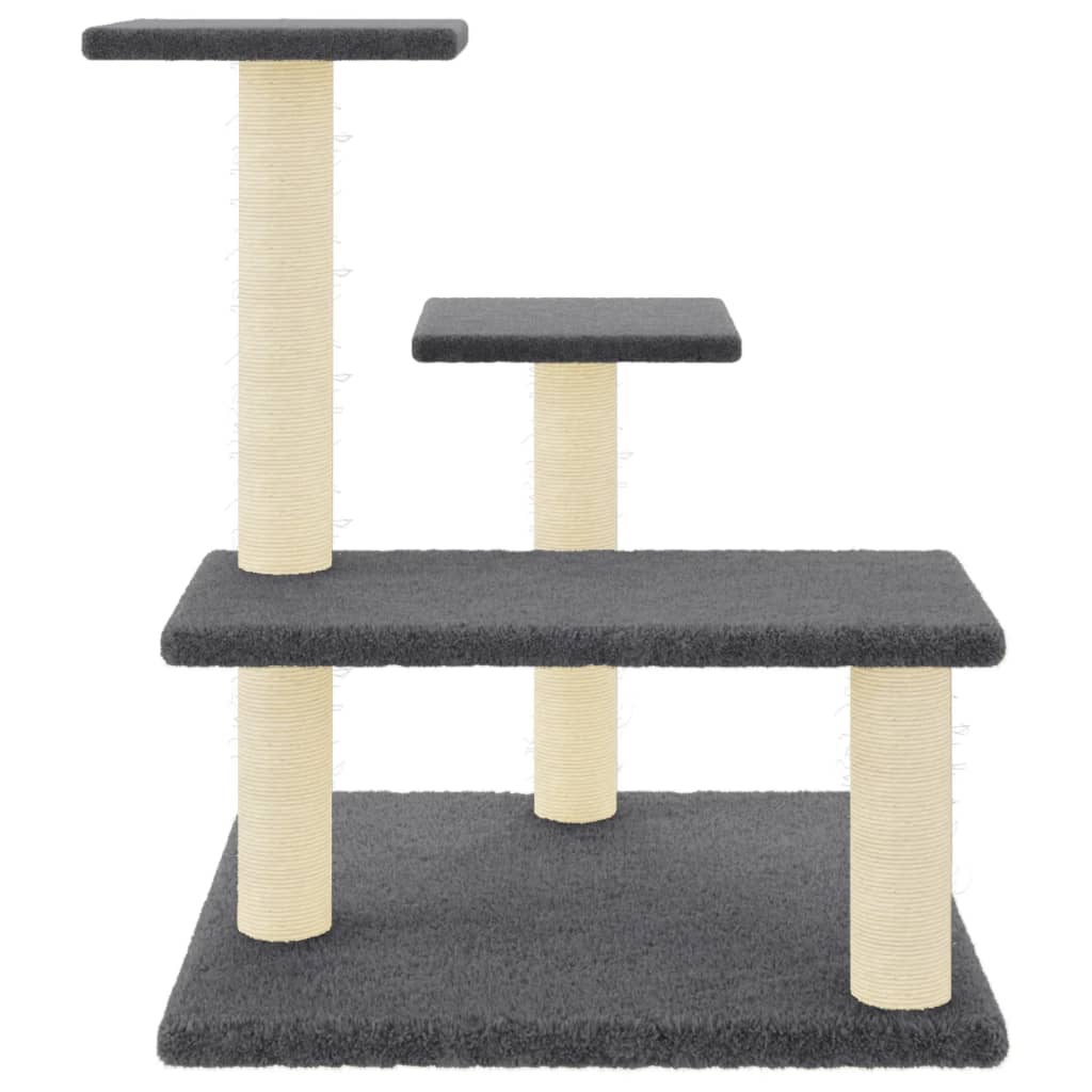 Arranhador para gatos vidaXL com postes de sisal cinza escuro, 61 cm