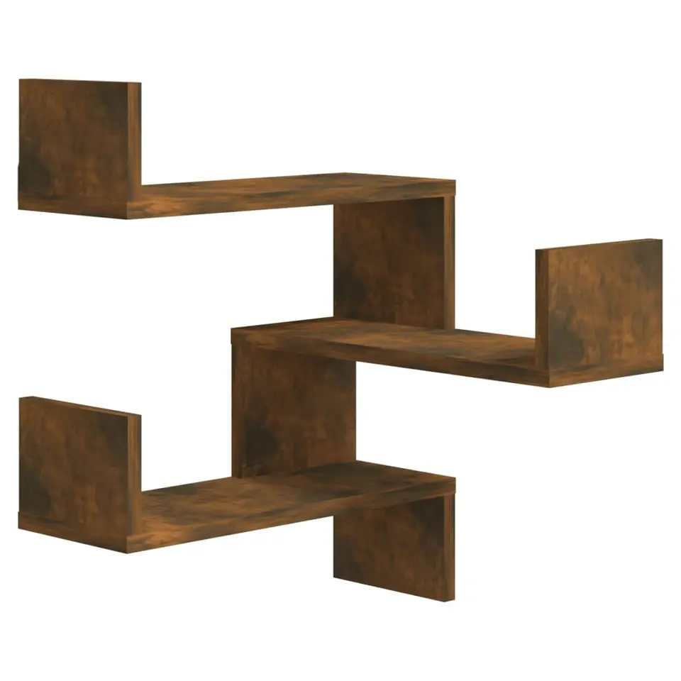 vidaXL - Wandhoekschap - Bruin - Bewerkt hout - 2 stuks