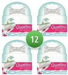 Wilkinson Sword 12 Quattro For Women Sensitive scheermesjes