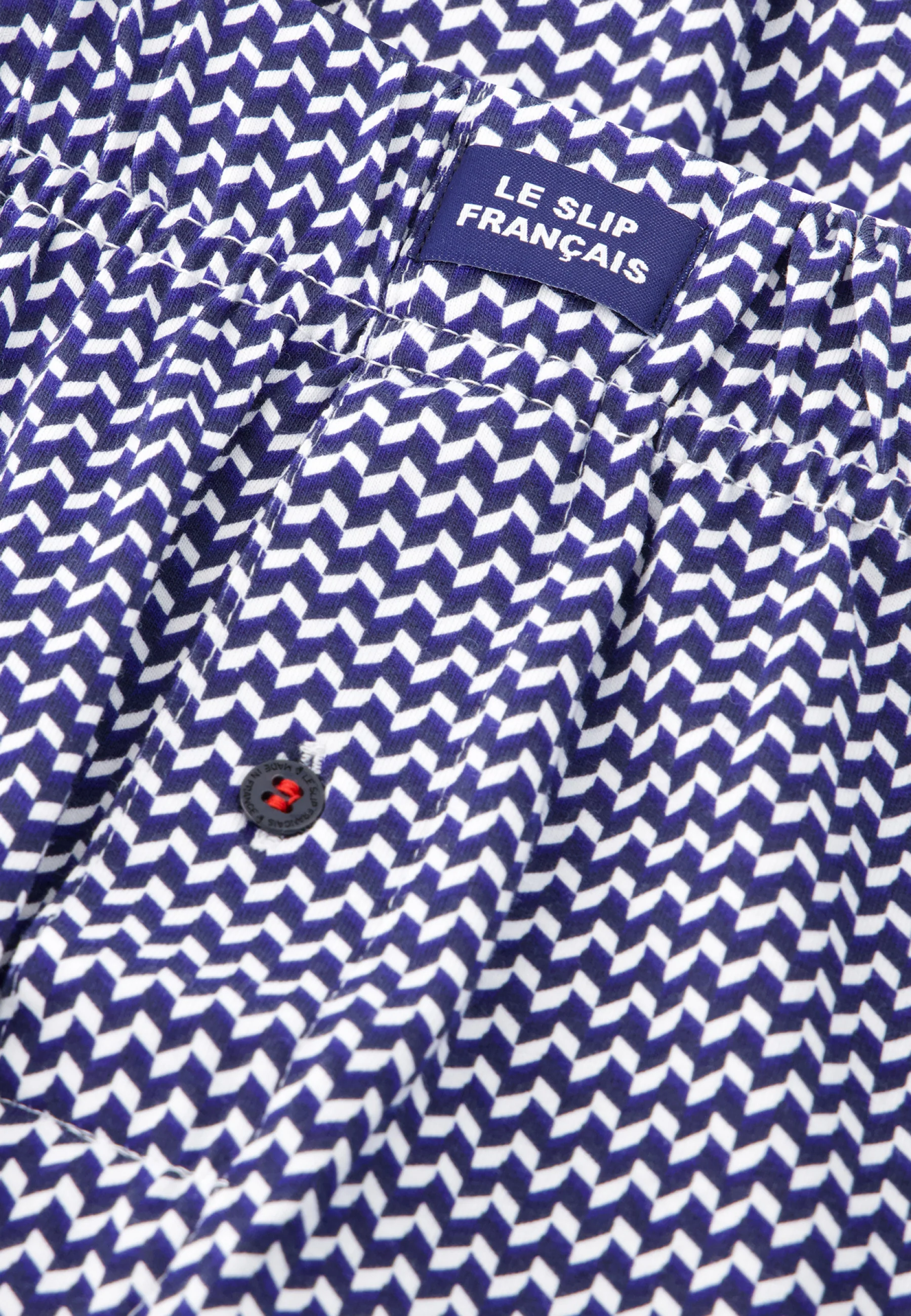 Caleçon en jersey souple en coton-Fredo Chevron Bleu Blanc Noir