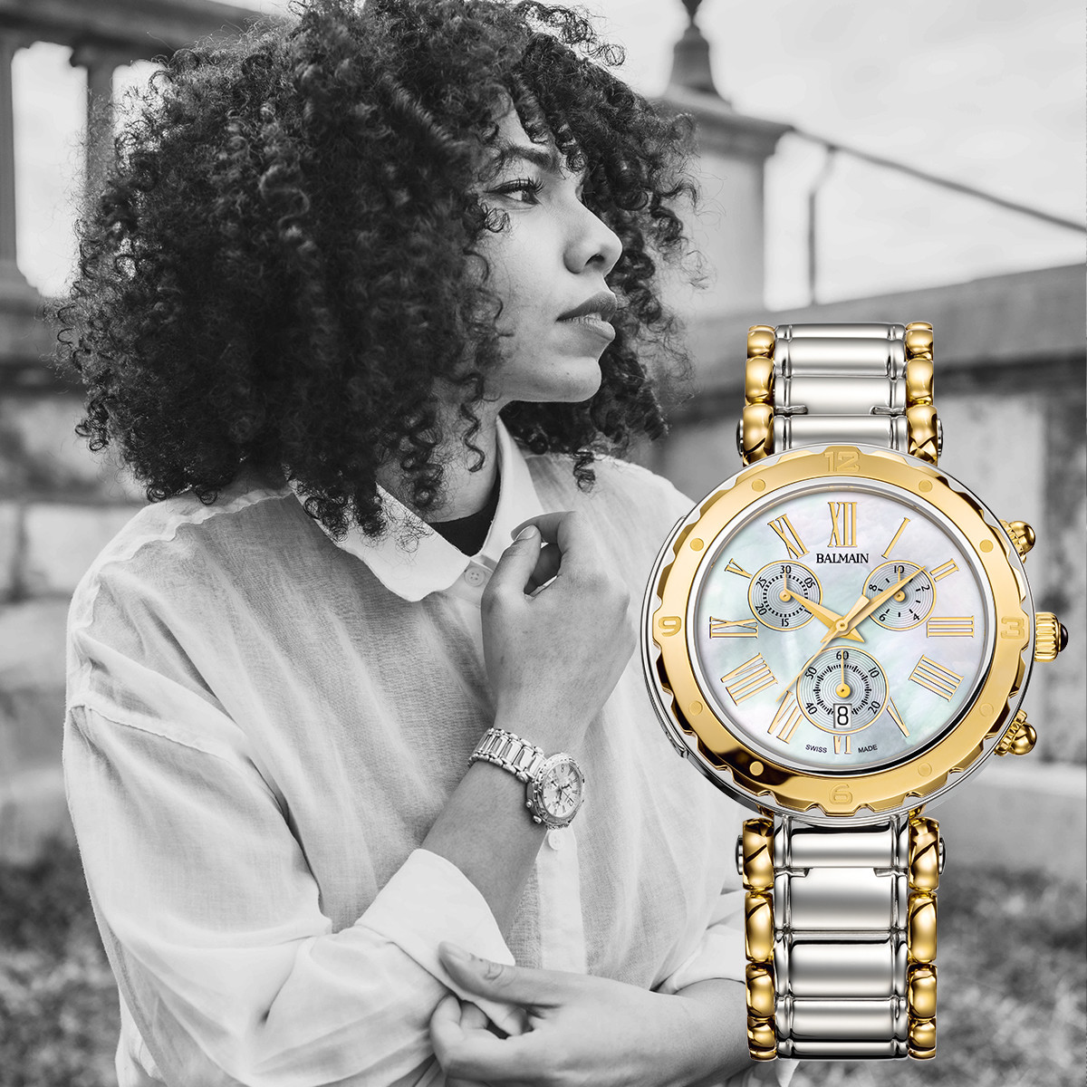 Montre Balmain femme acier bicolore jaune