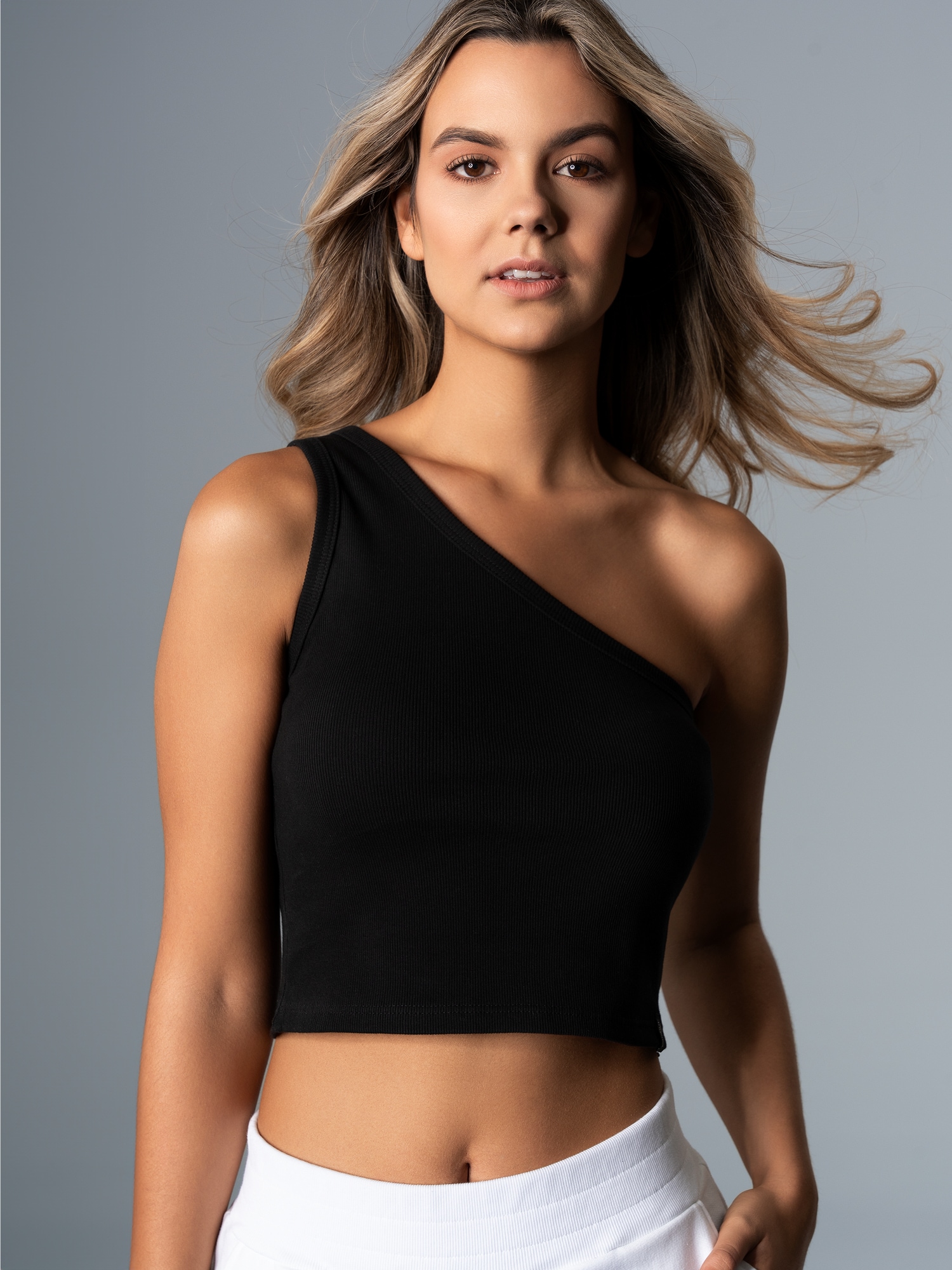 Modisches One-Shoulder-TopSchwarz