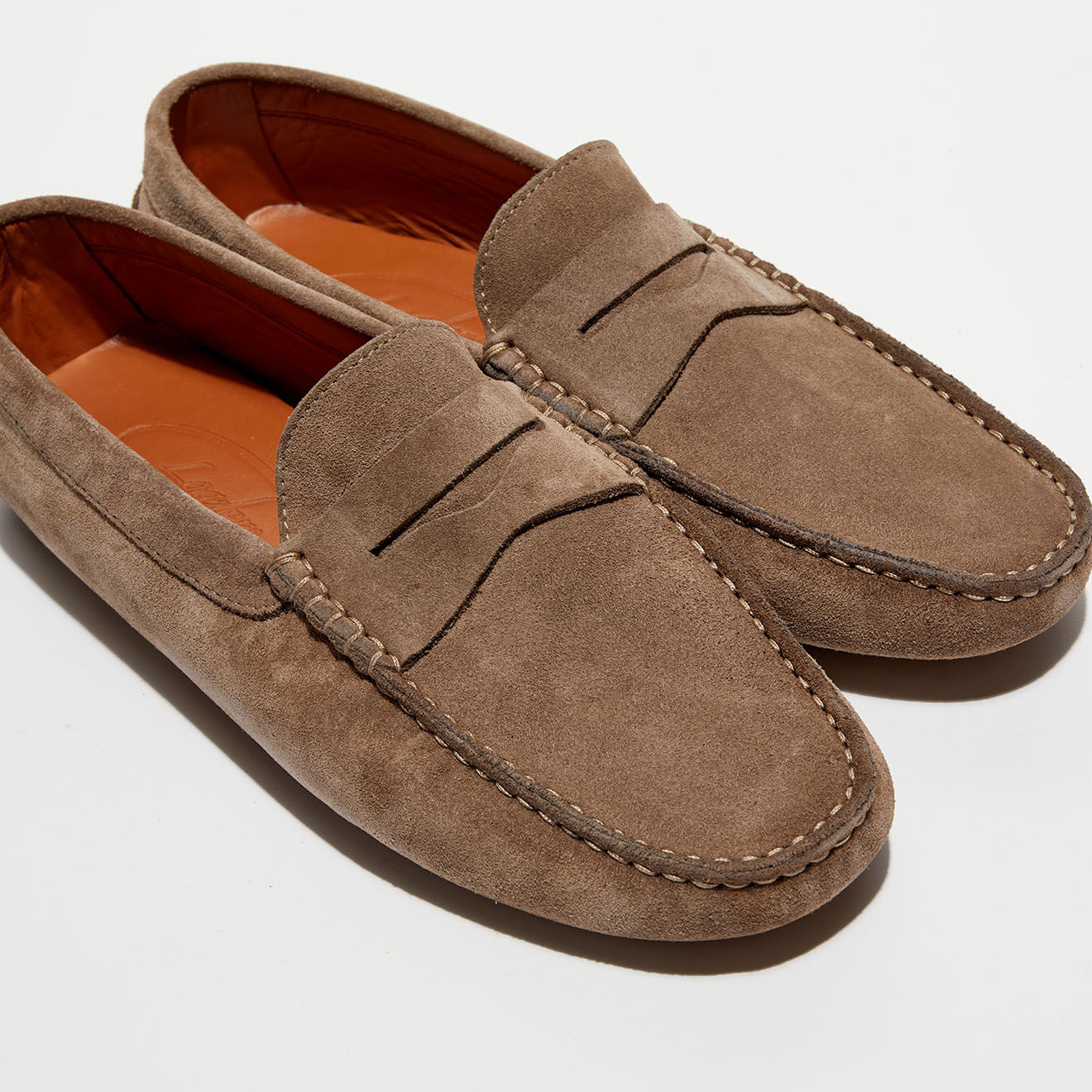 Loafers Mocassins en Velours de Cuir Martin taupe