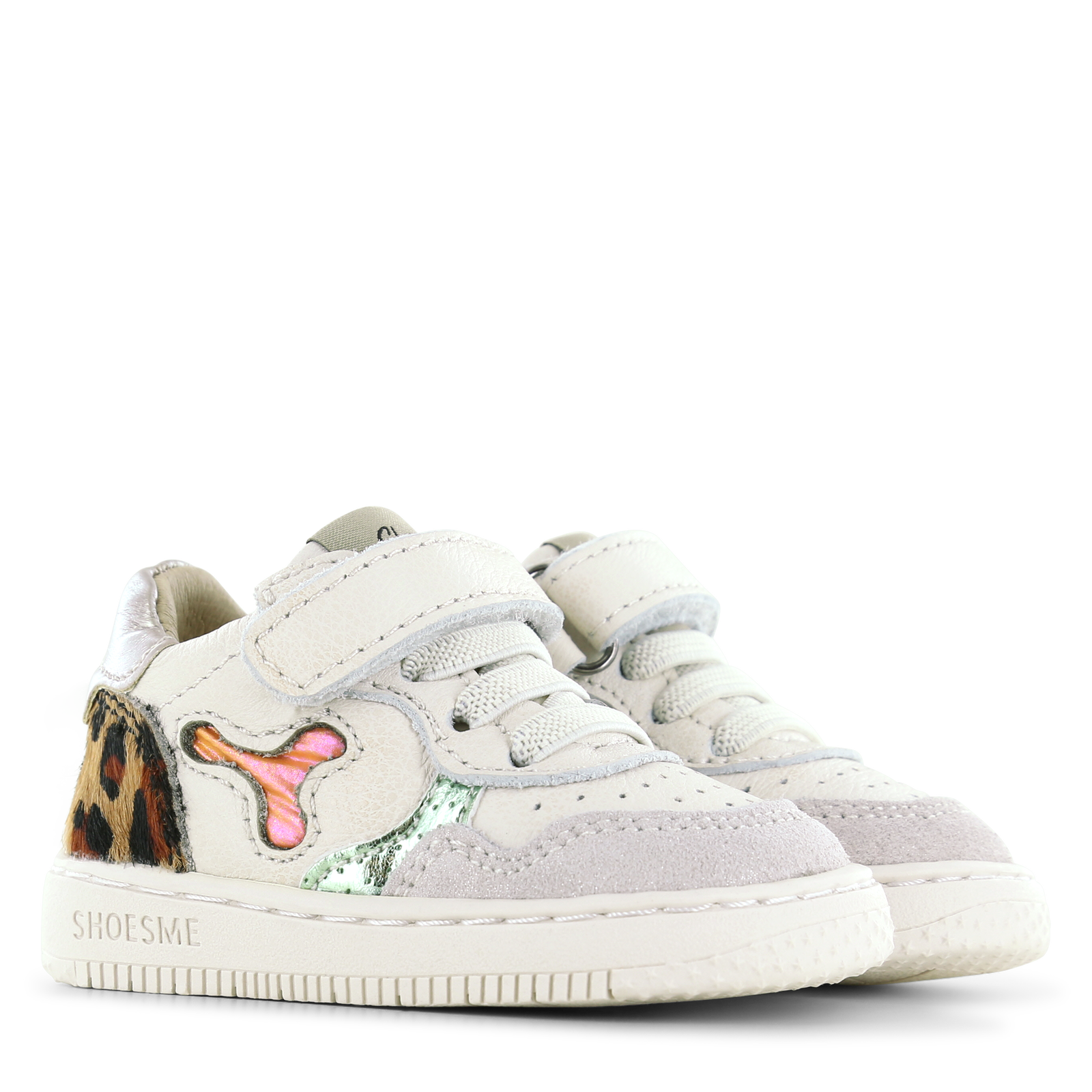 Shoesme beige-panterprint sneakertje Leer | Meisjes schoenen