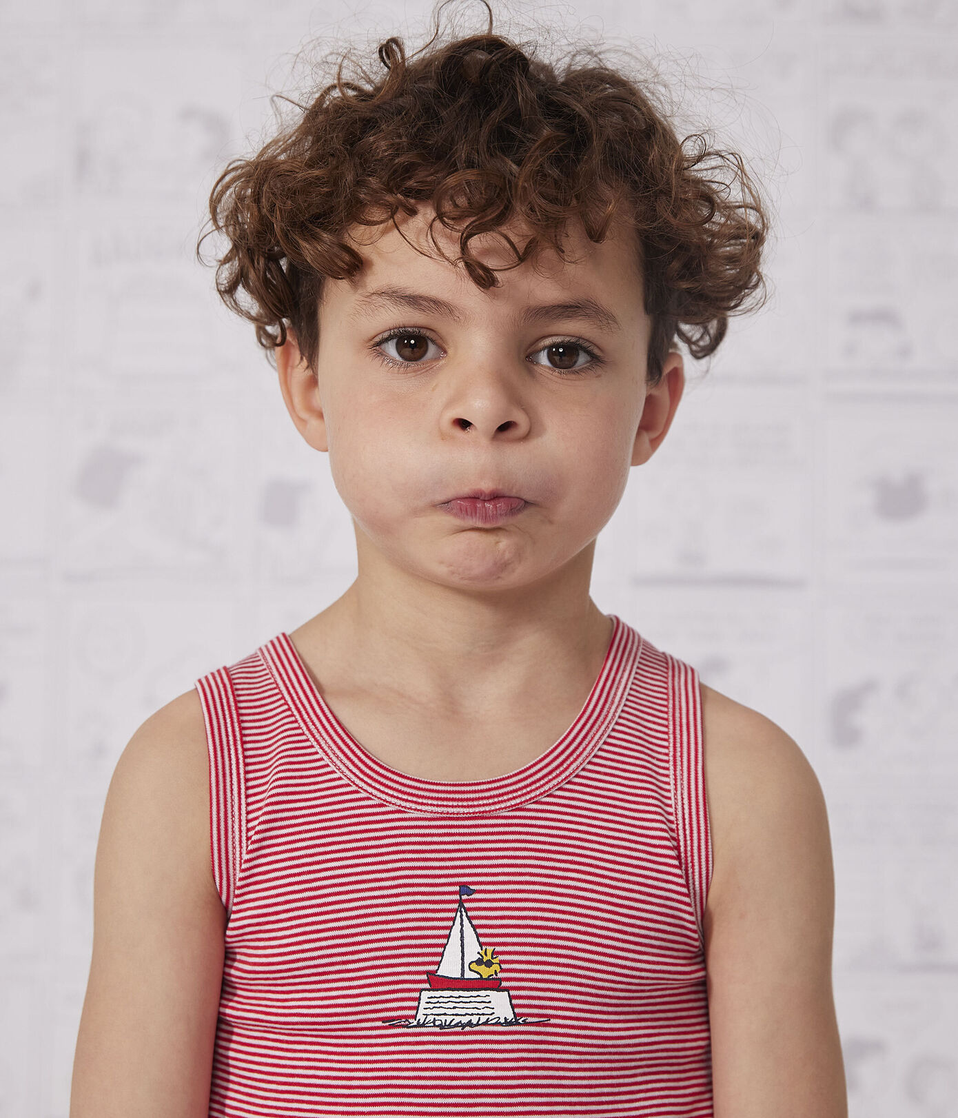 Lot de 3 débardeurs Petit Bateau X Snoopy en coton petit garçon