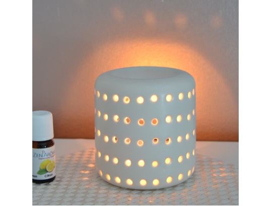 ZEN AROME - Diffuseur d'huiles essentielles Brûle parfum en céramique coliseo blanc