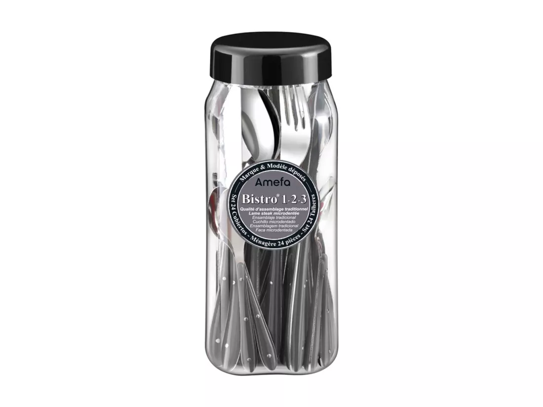 Bistro 1-2-3 - Ménagère 24 pièces Anthracite