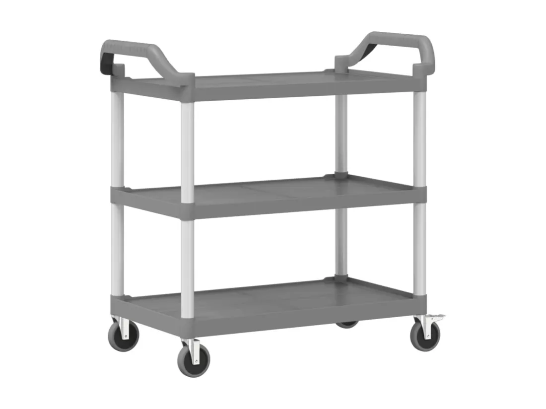 Chariot à 3 niveaux gris 99x50x96 cm aluminium