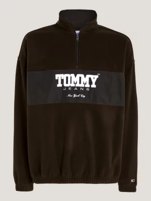 Moletom oversized de lã polar com meio zíper