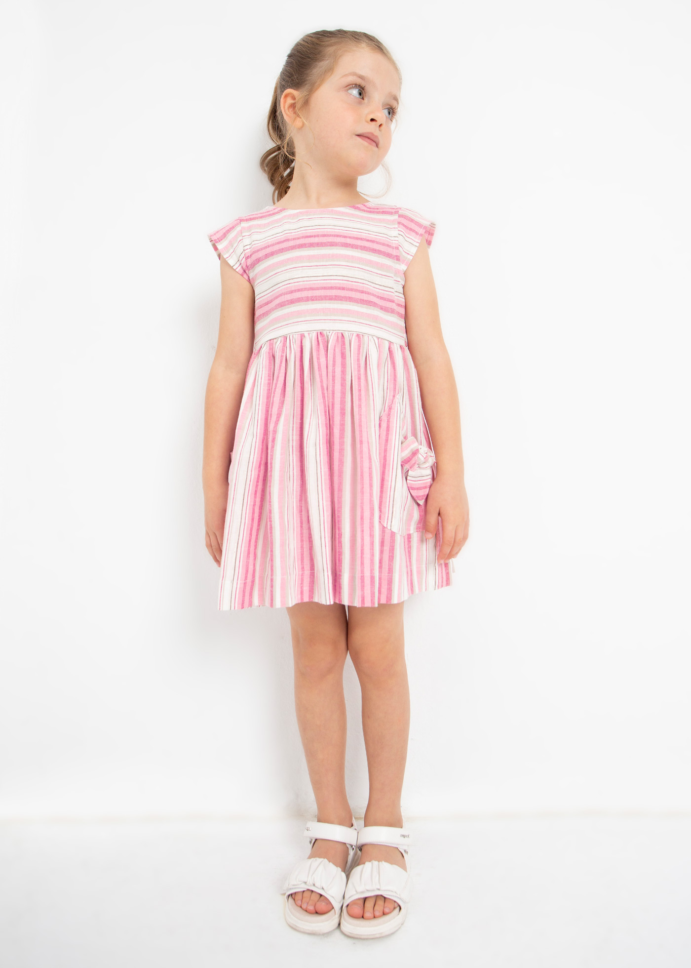 Vestido de linho estampado para meninas