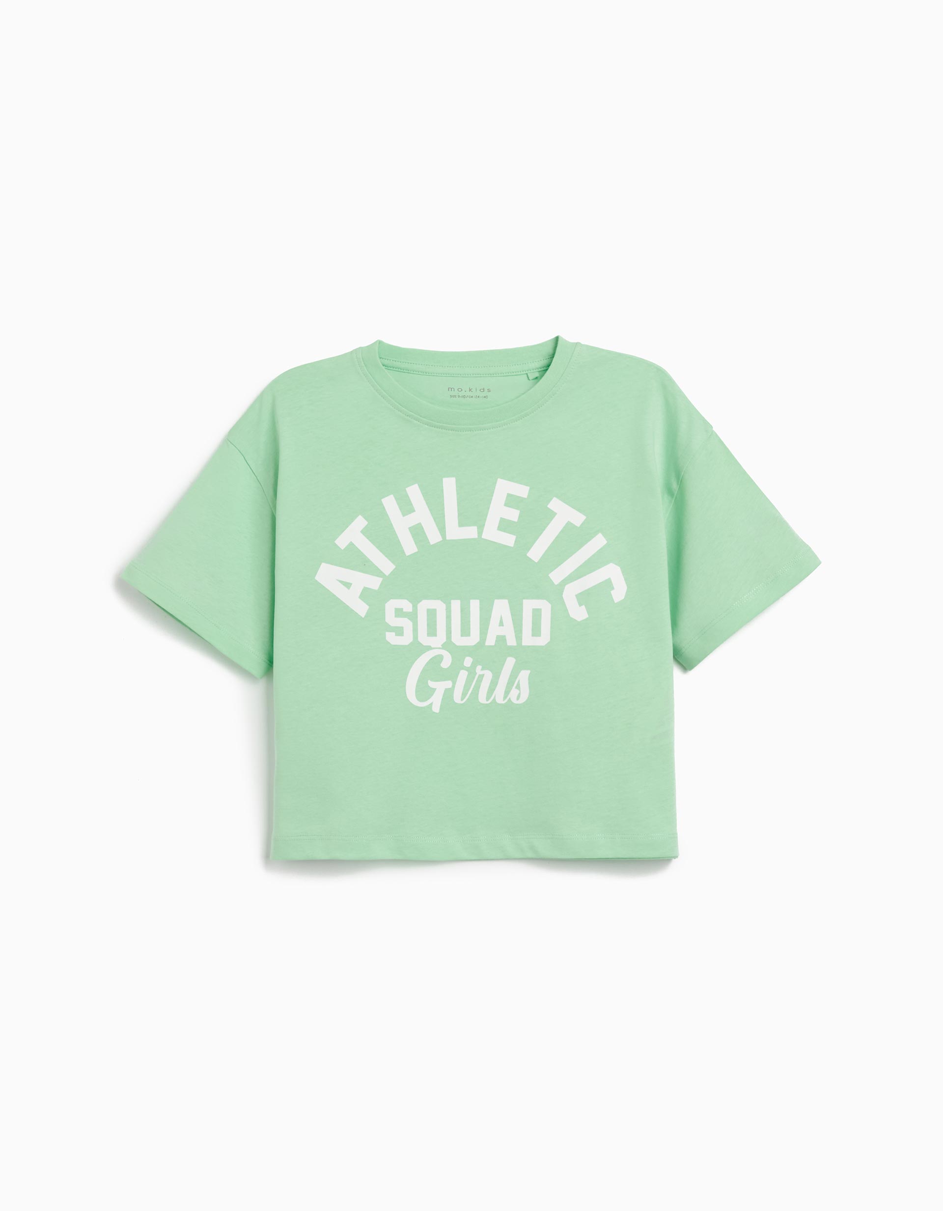 T-shirt Print, Menina, Verde Claro
