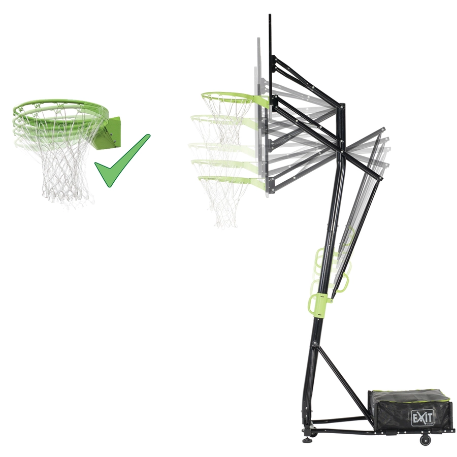 EXIT Galaxy versetzbarer Basketballkorb auf Rädern mit Dunkring - grünschwarz