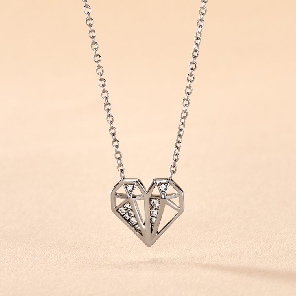 Collier Origami Argent Blanc Oxyde De Zirconium