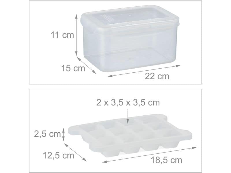 relaxdays Eiswürfelform Transparent/Weiss Eiswürfelform Box mit 4 Formen