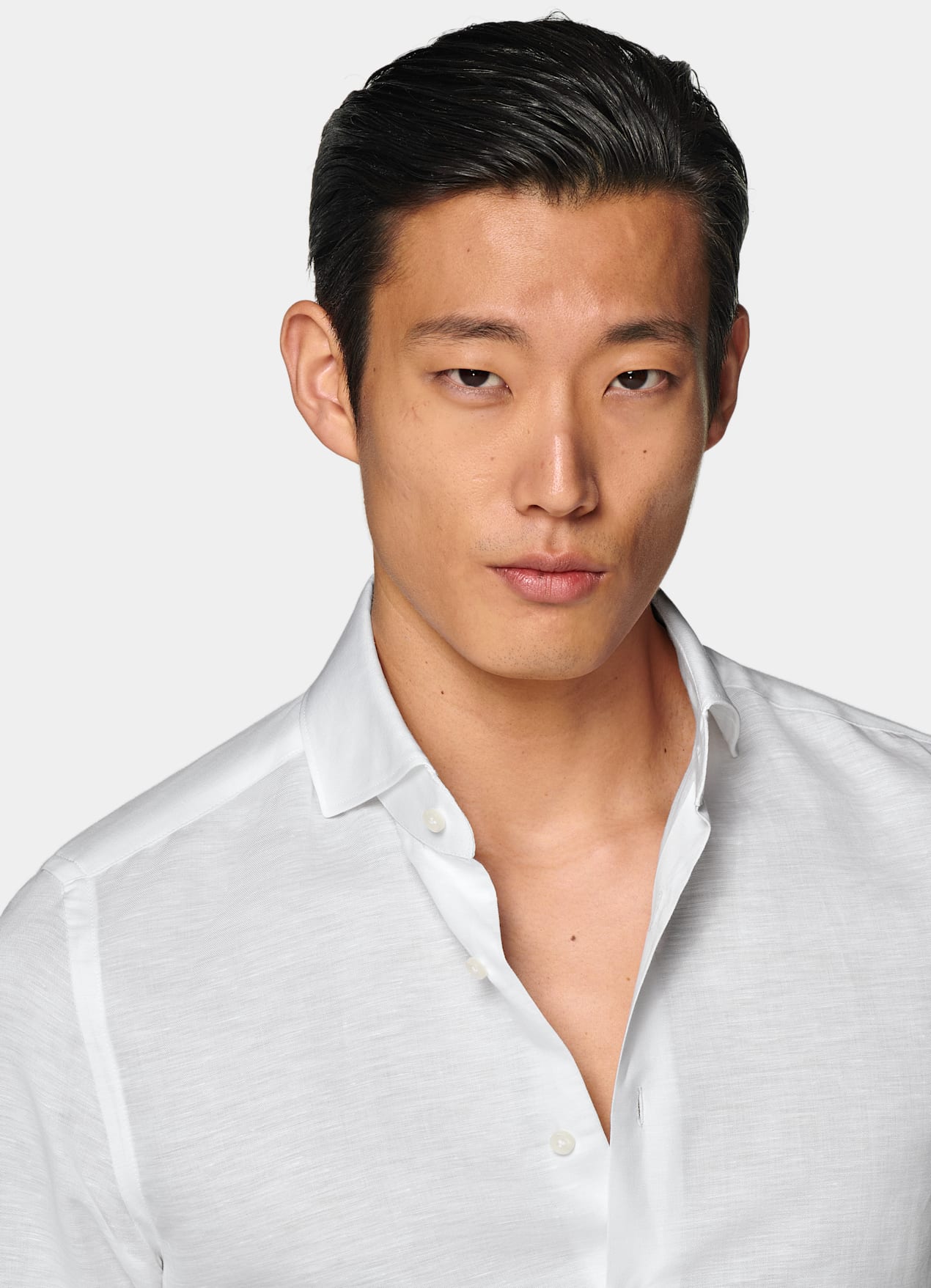 Chemise coupe très ajustée en twill blanche