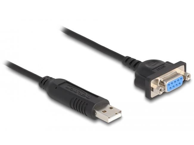 Delock Serial-Adapter USB-A – RS-232 D-Sub 9 Pin mit Mutter USB-A zu Seriell RS-232