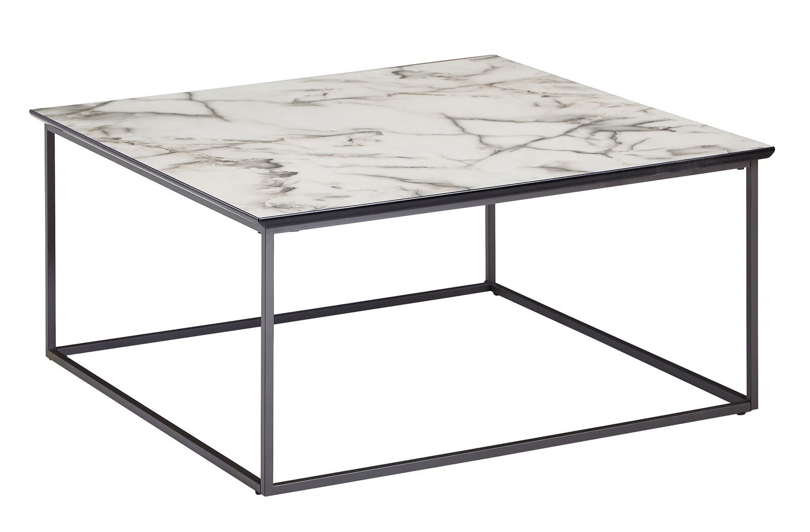 Couchtisch 80 x 80 cm Marmor Optik/schwarz