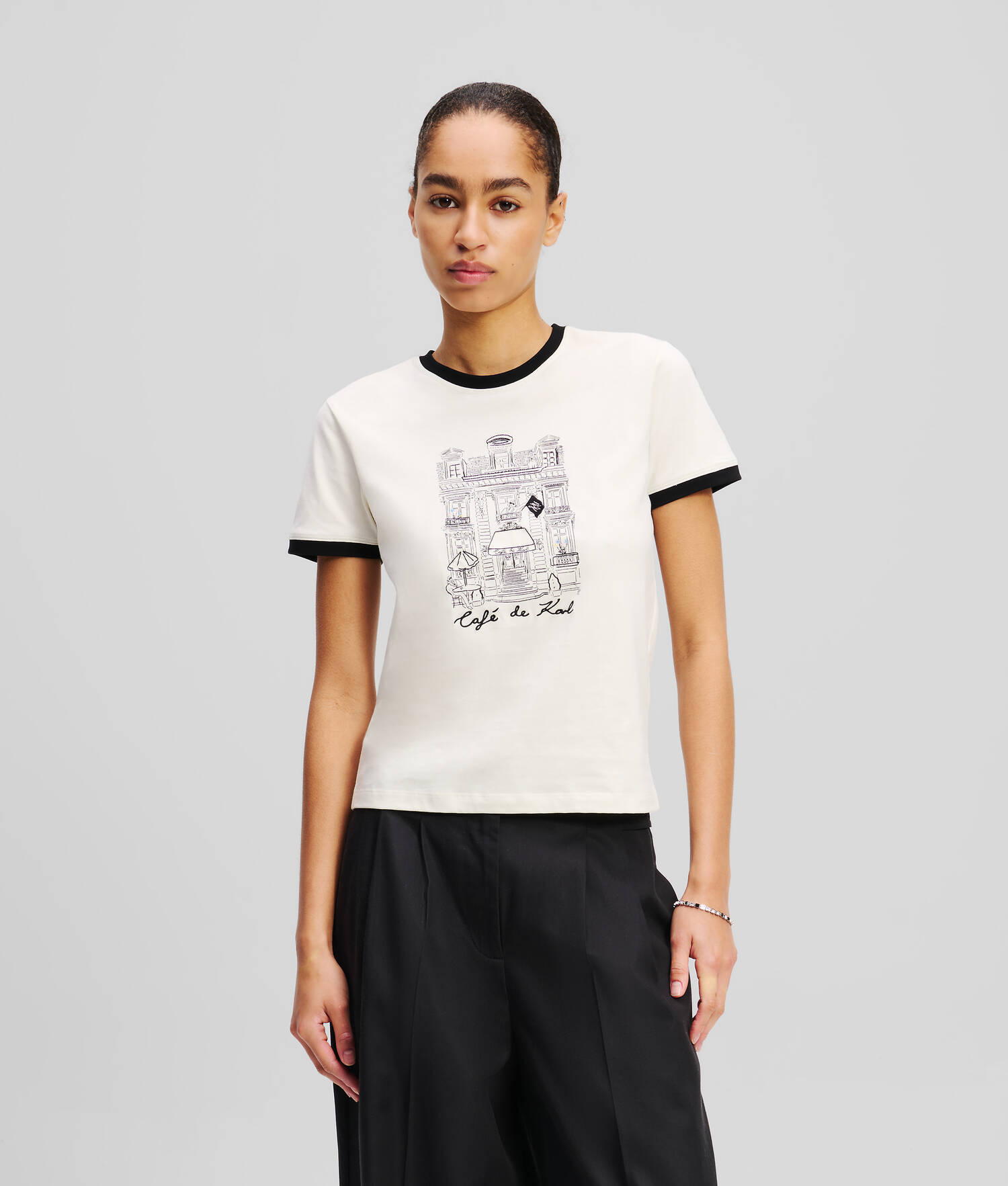 T-SHIRT SLIM KL X JORGE PARRA - Crème Cannoli