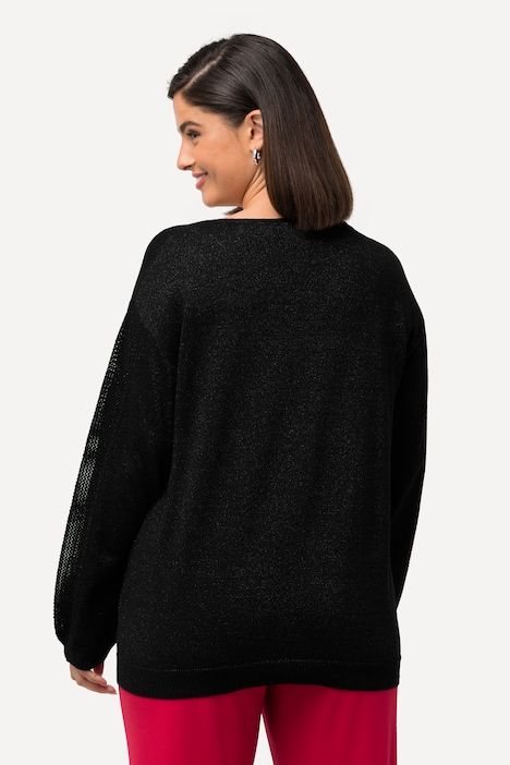 Pullover, Ziersteine, V-Ausschnitt, Langarm