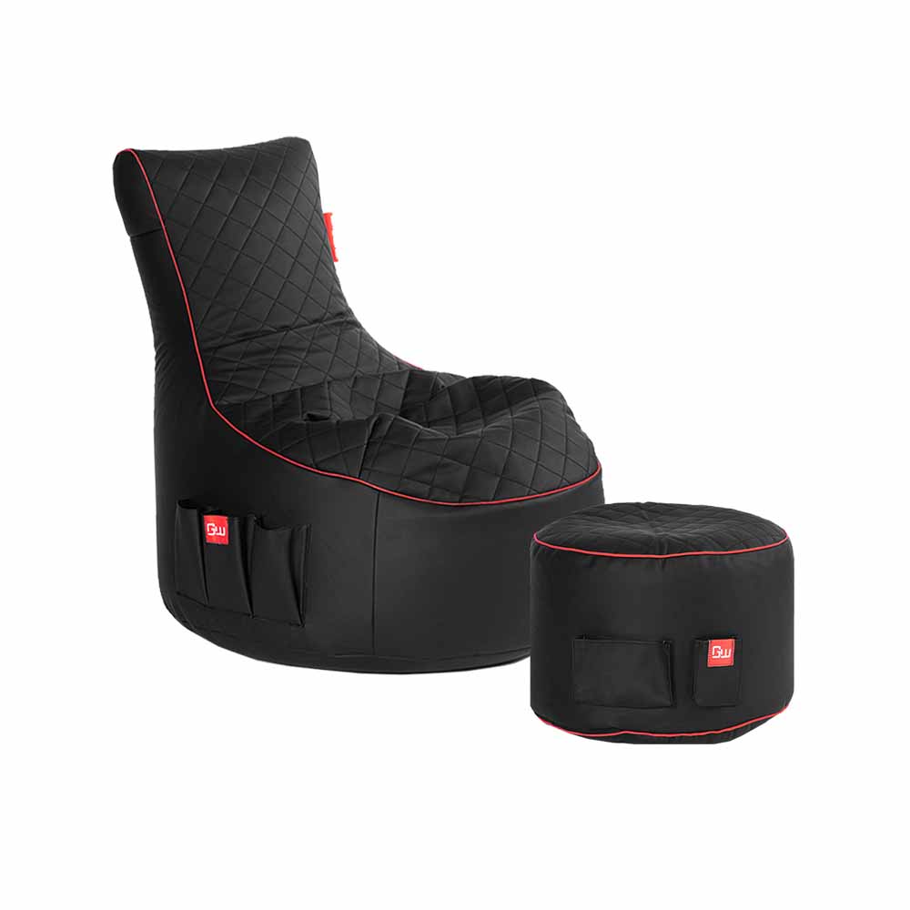 Gaming Sitzsack Bundle Classic - Kunstleder Granite Hurricane (Hellgrau/Weiß)